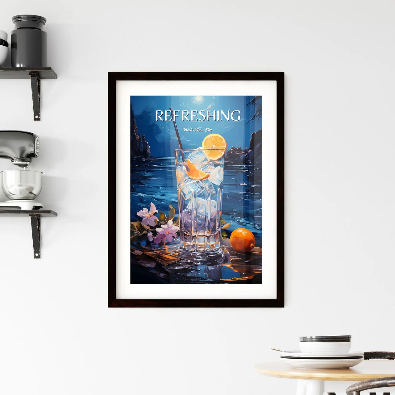 Blue Lagoon Cocktail - A Glass Of Ice Cubes  Framed Print