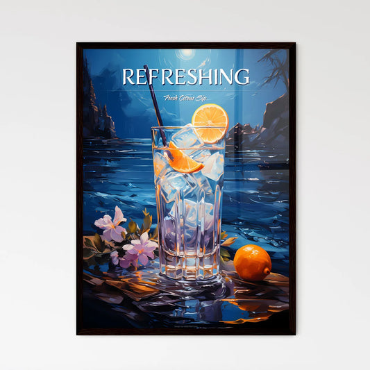 Blue Lagoon Cocktail - A Glass Of Ice Cubes  - Framed Art Print