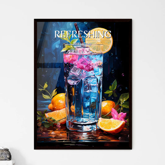 Blue Lagoon Cocktail - A Glass Of Water With - Framed Art Print
