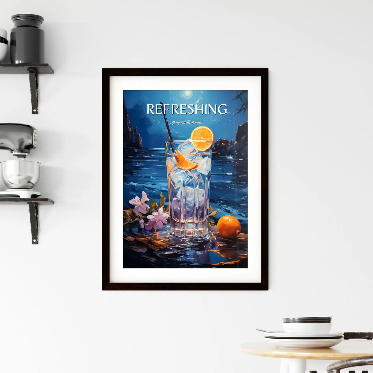 Blue Lagoon Cocktail - A Glass Of Ice Cubes  Framed Print