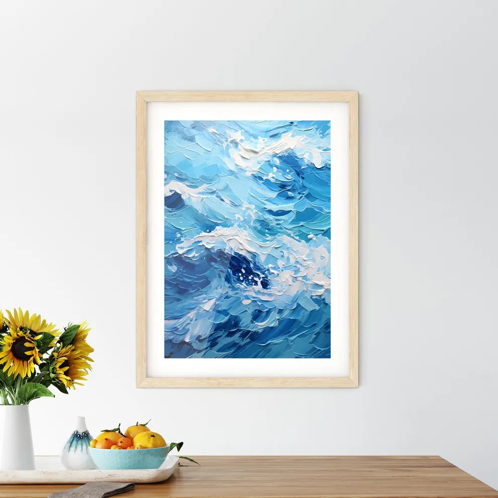 Blue Water Sea Waves Abstract - A Painting O Framed Print
