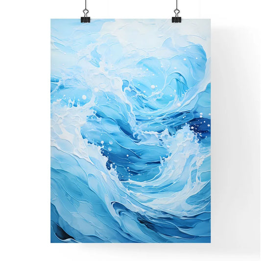 Blue Water Sea Waves Abstract - A Blue And W Poster