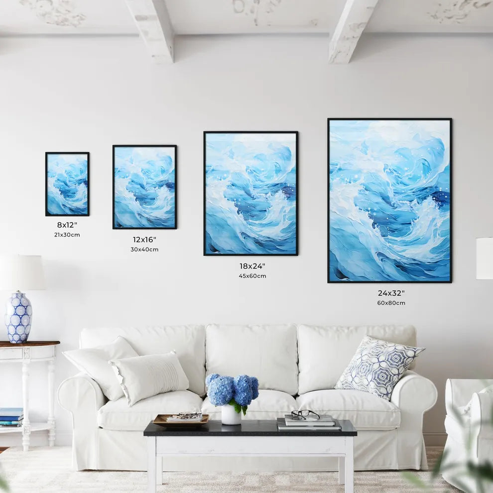 Blue Water Sea Waves Abstract - A Blue And W - Kitchen Hangings