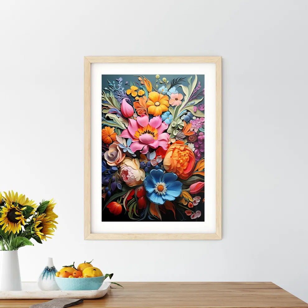 Bouquet Of Colorful Spring Flowers - A Color Framed Print