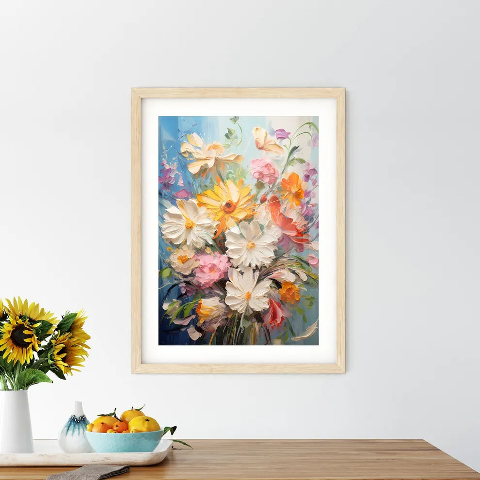 Bouquet Of Colorful Spring Flowers - A Paint Framed Print