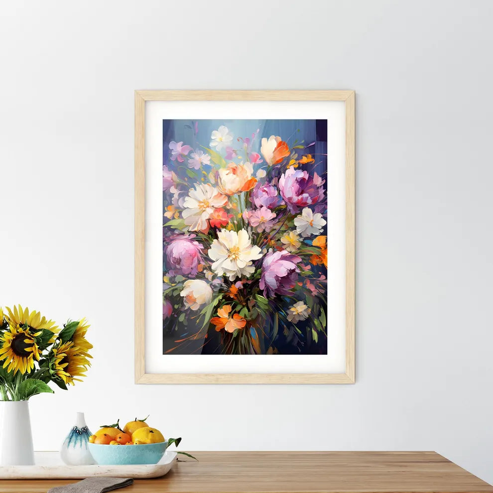Bouquet Of Colorful Spring Flowers - A Paint Framed Print