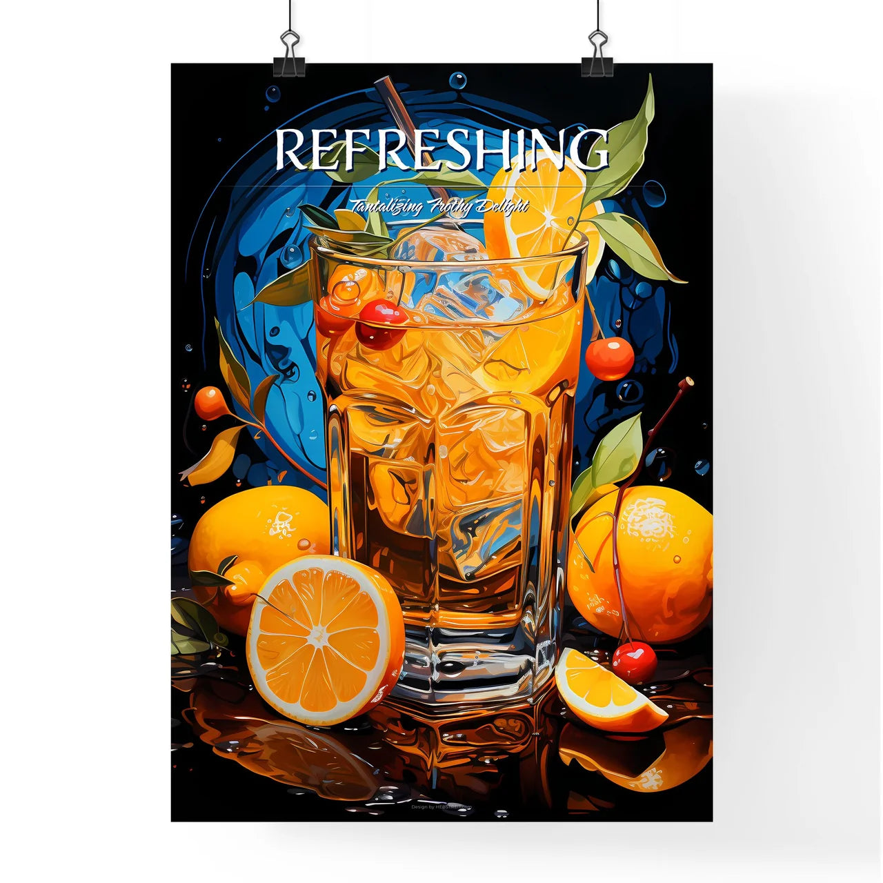 Bourbon Lemonade - A Glass Of Ice And Frui Poster