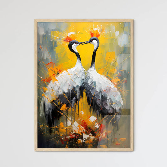 Breeding Dance Of Grey Crowned Cranes  Wall Art