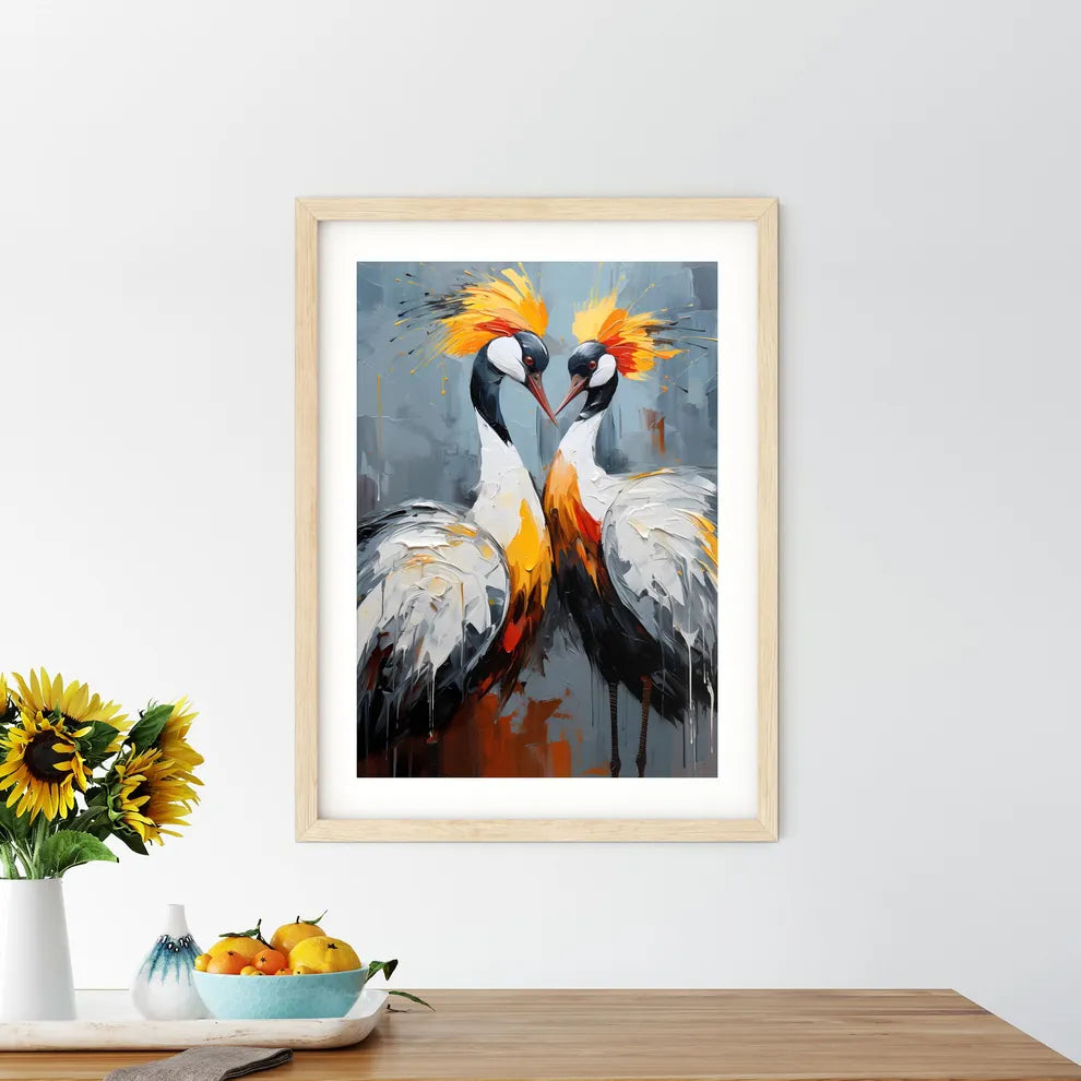 Breeding Dance Of Grey Crowned Cranes  Framed Print