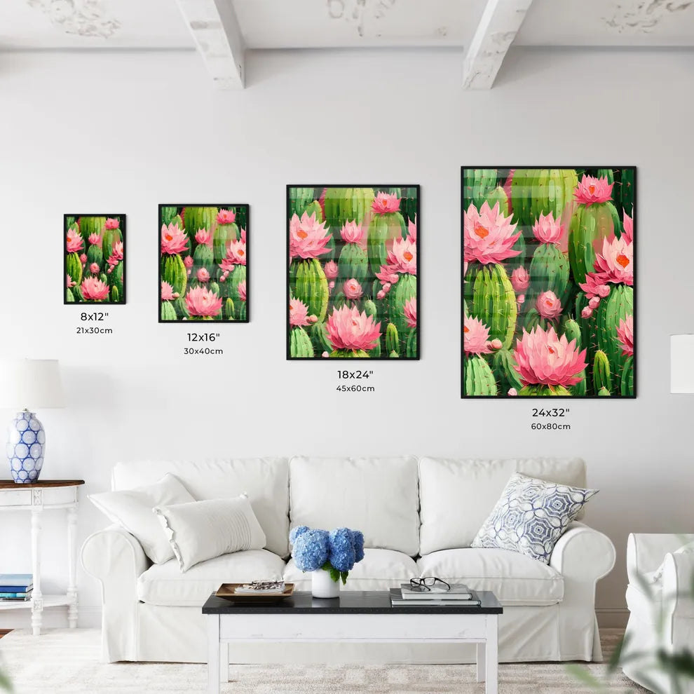 Cactuses Green On Pink Vector Seamless Patte - Kitchen Hangings