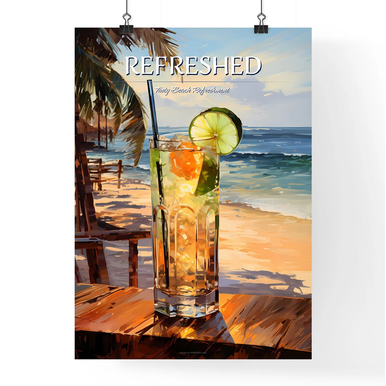Caipirinha Cocktail On Beach - A Glass Of Li Poster
