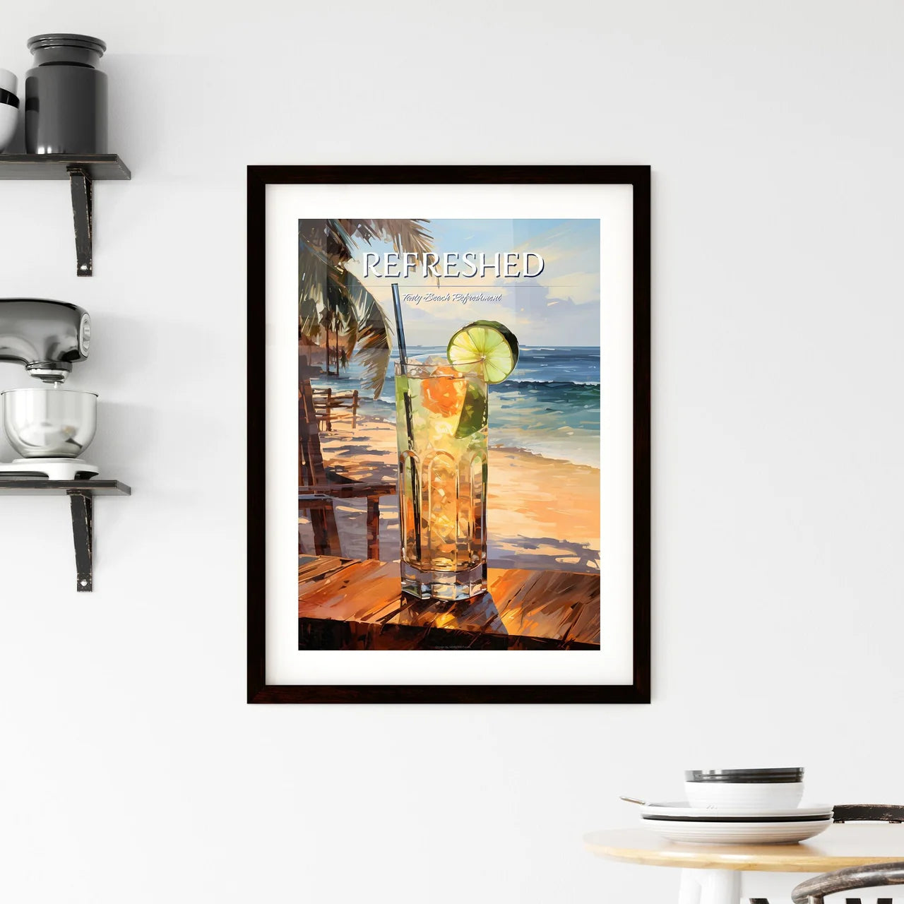 Caipirinha Cocktail On Beach - A Glass Of Li Framed Print