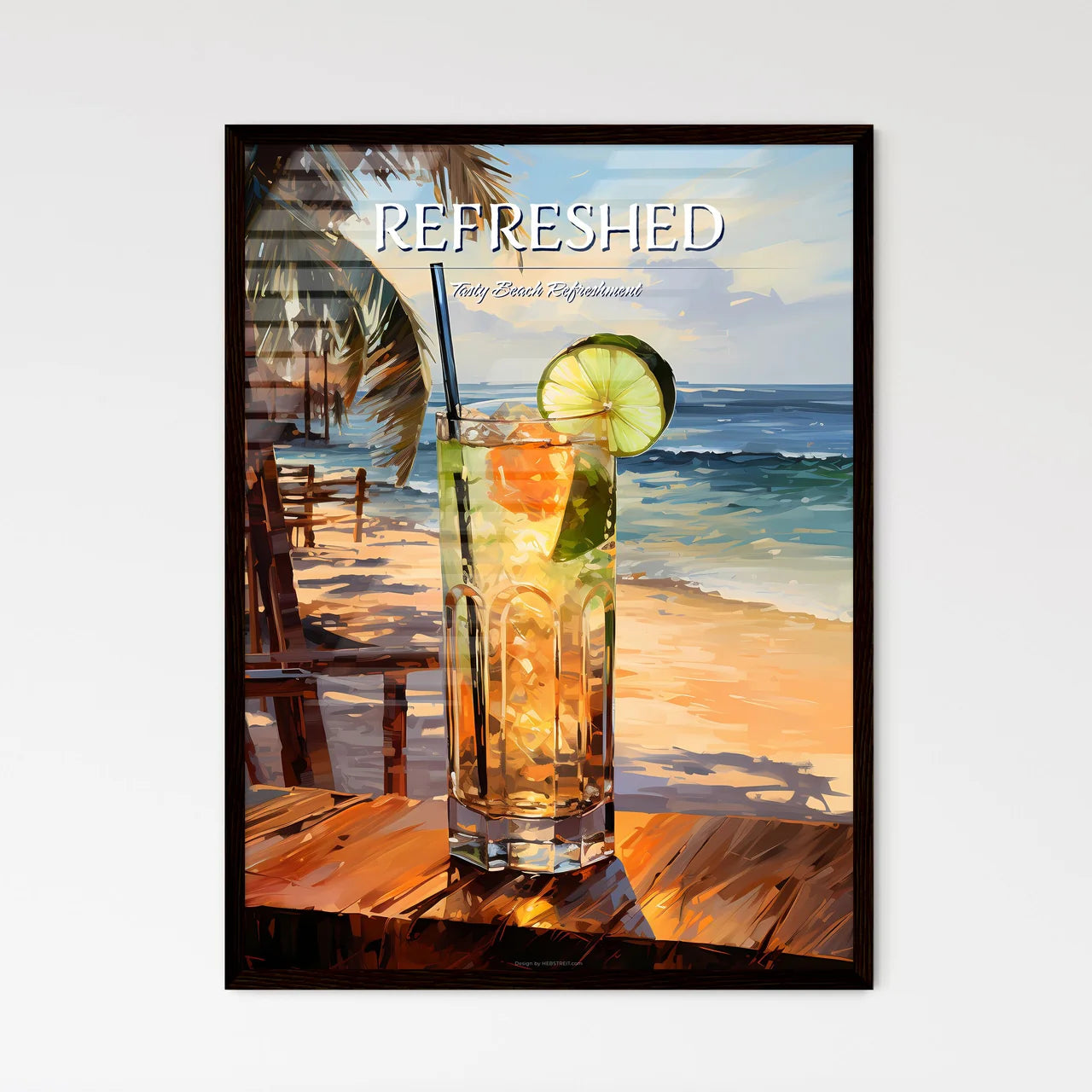 Caipirinha Cocktail On Beach - A Glass Of Li - Framed Art Print