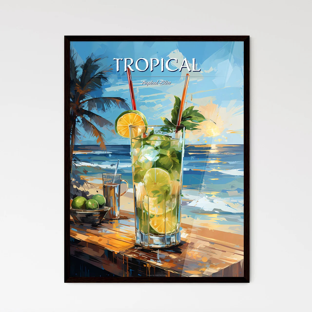 Caipirinha Cocktail On Beach - A Glass Of Dr - Framed Art Print