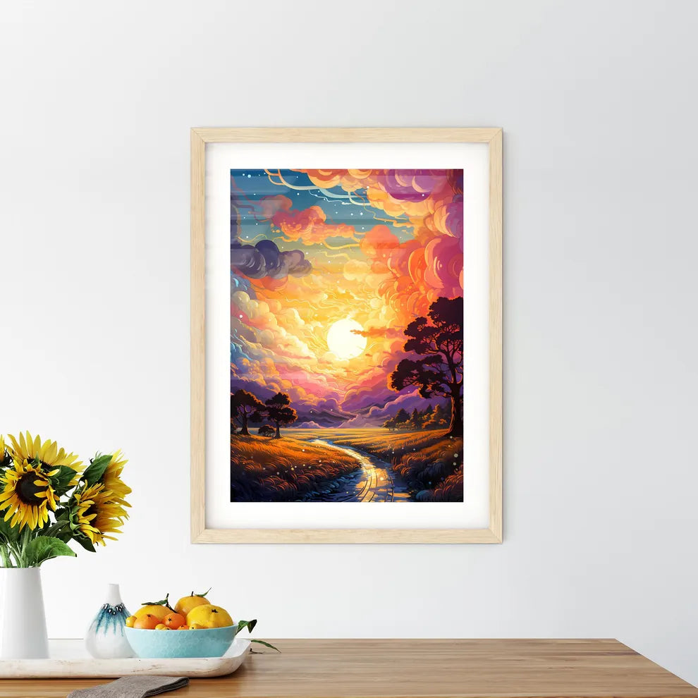 Cartoon Sky - A Landscape  Framed Print