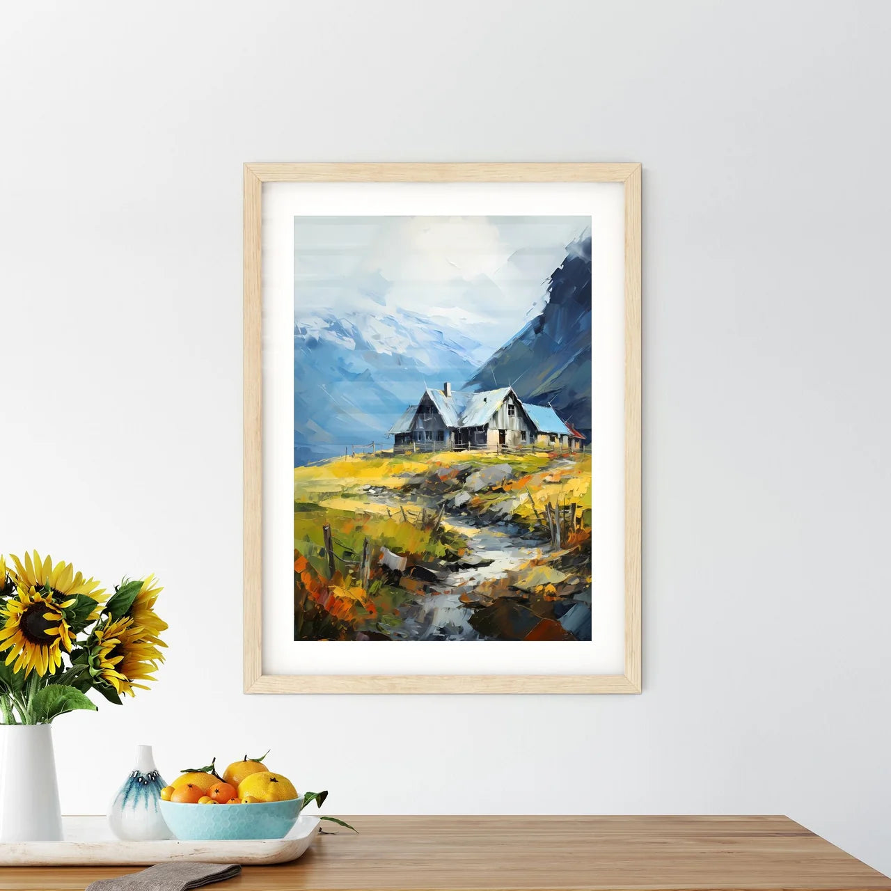 Celand. Old Farmer Houses Near Skaftafell - A House On A Hill Custom Print