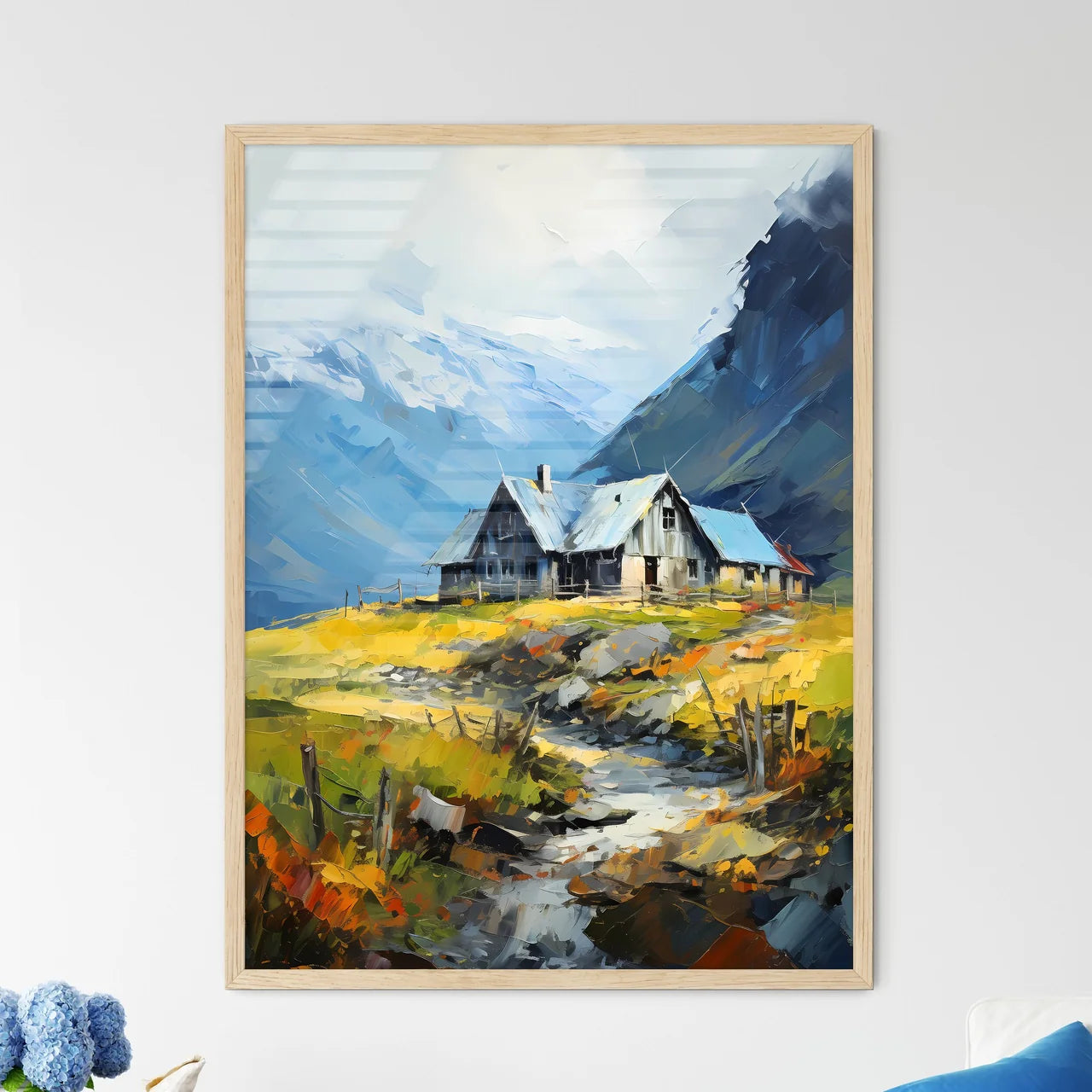 Celand. Old Farmer Houses Near Skaftafell - A House On A Hill Framed Art