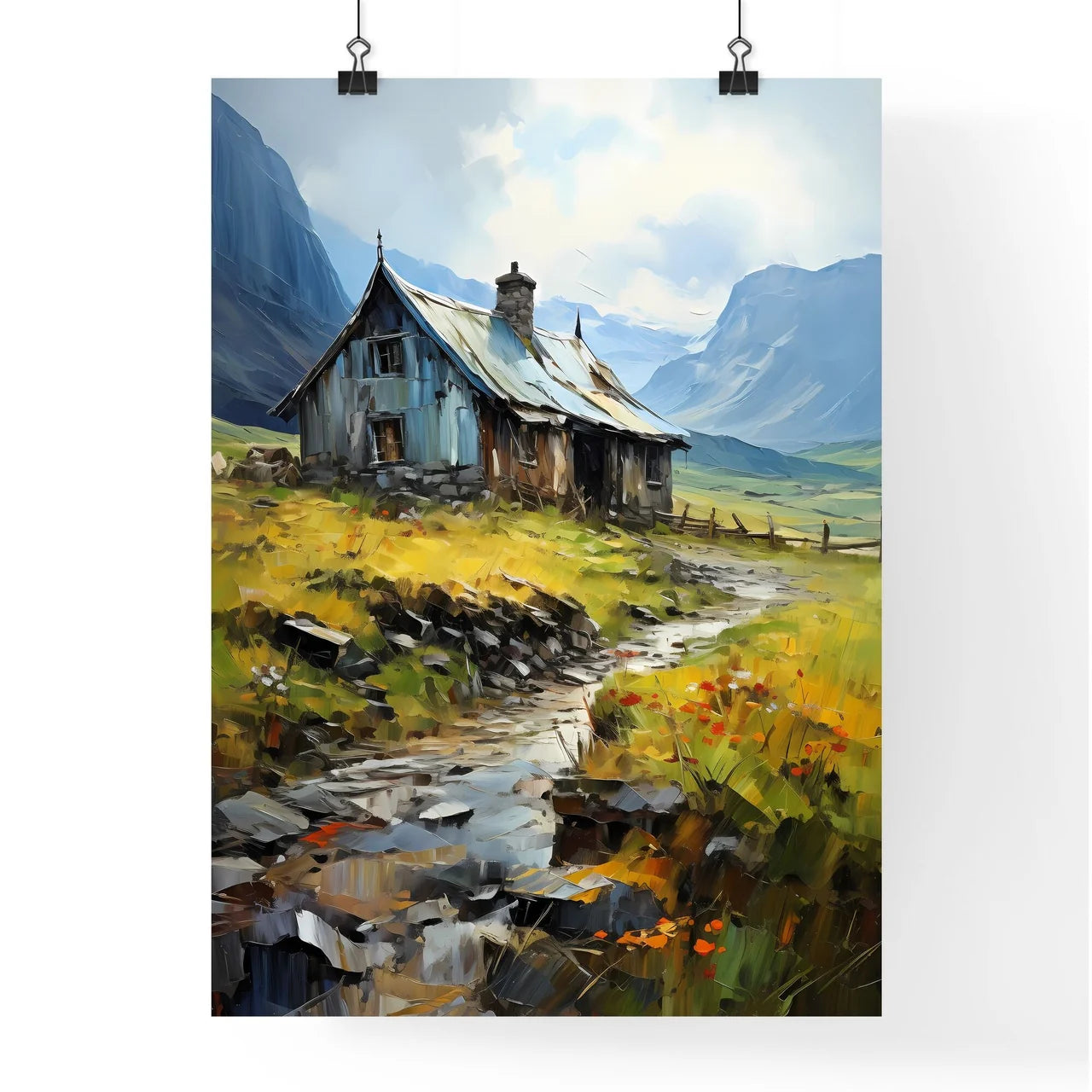 Celand. Old Farmer Houses Near Skaftafell - A House In A Valley Poster