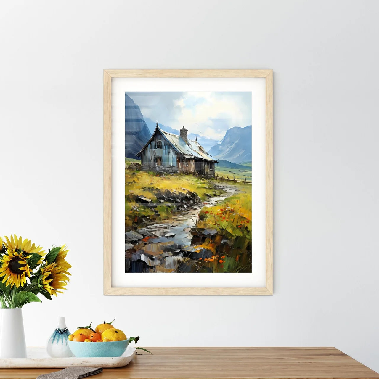 Celand. Old Farmer Houses Near Skaftafell - A House In A Valley Custom Print
