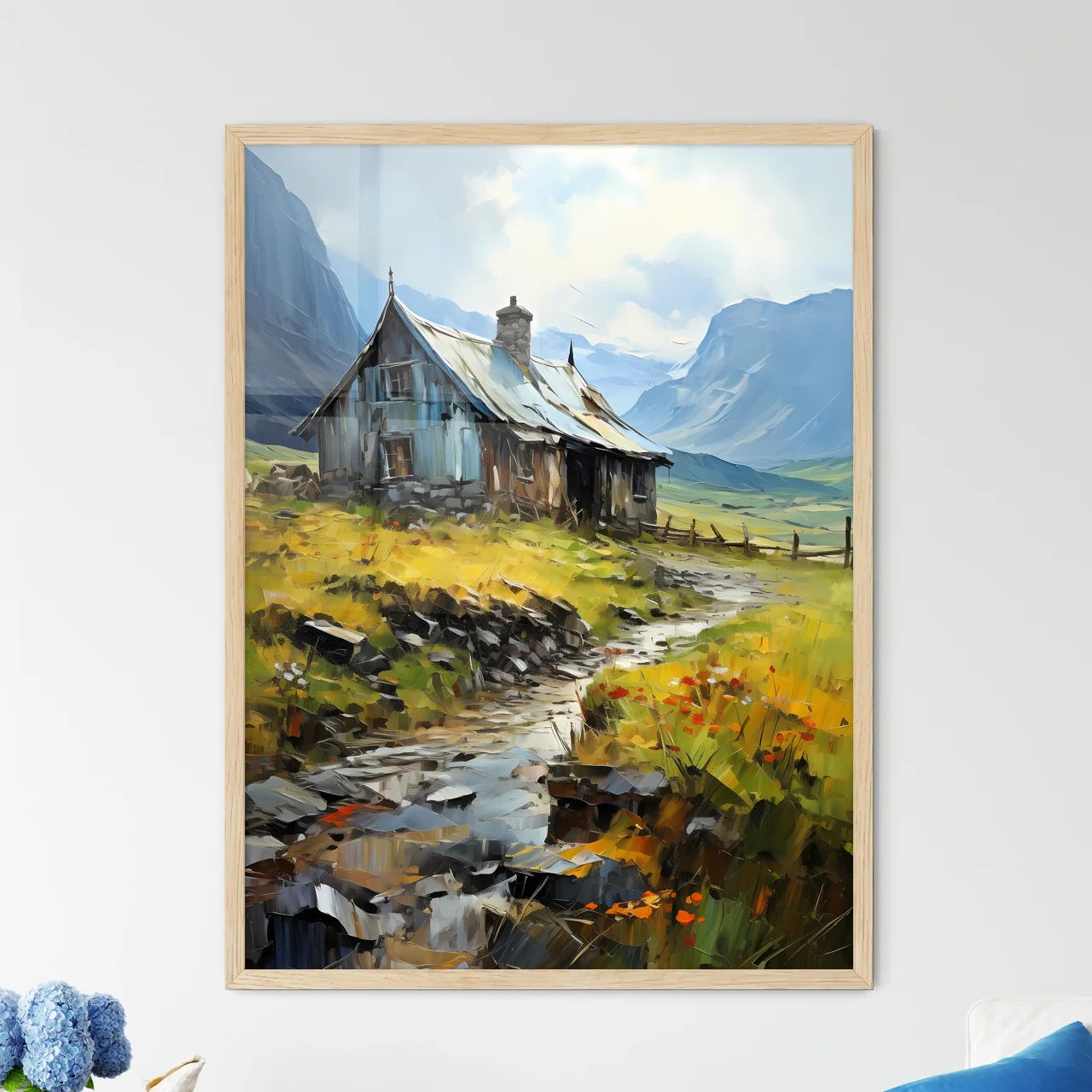 Celand. Old Farmer Houses Near Skaftafell - A House In A Valley Framed Art