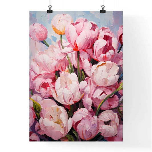 Close-Up Of Lots Of Pink Tulips - A Close Up Poster