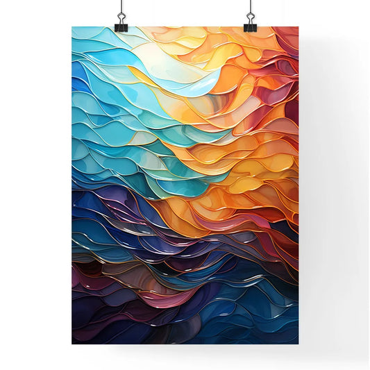 Close-Up Of Wave Metal Plate - A Colorful W Poster