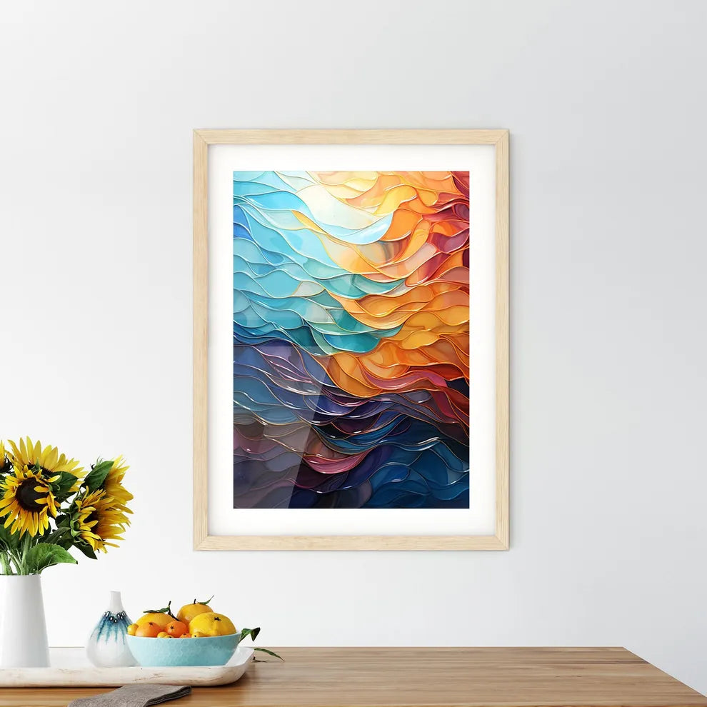 Close-Up Of Wave Metal Plate - A Colorful W Framed Print