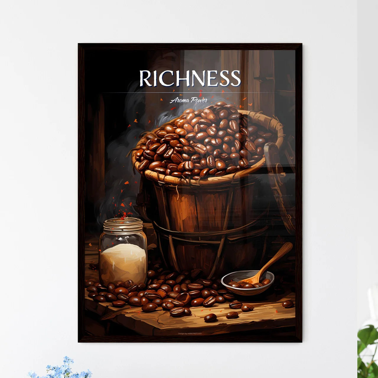 Closeup Of Coffee Beans With Scoop In Mood L - Framed Art Print