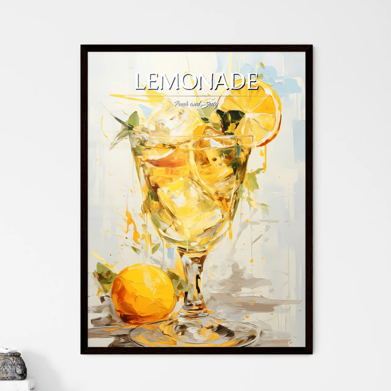 Cocktail With Lemon Over White - A Glass Of  - Framed Art Print