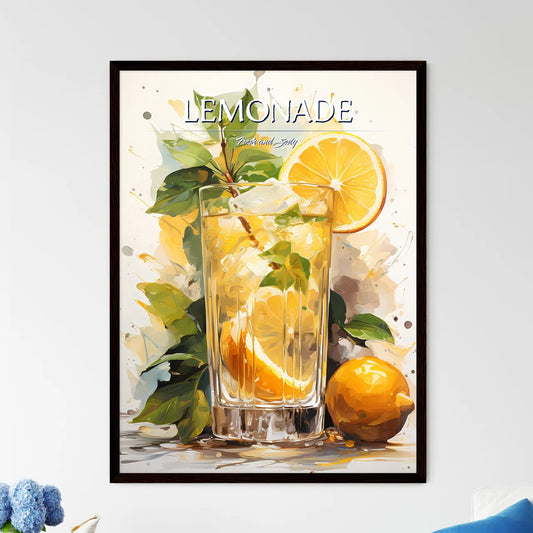 Cocktail With Lemon Over White - A Glass Of  - Framed Art Print