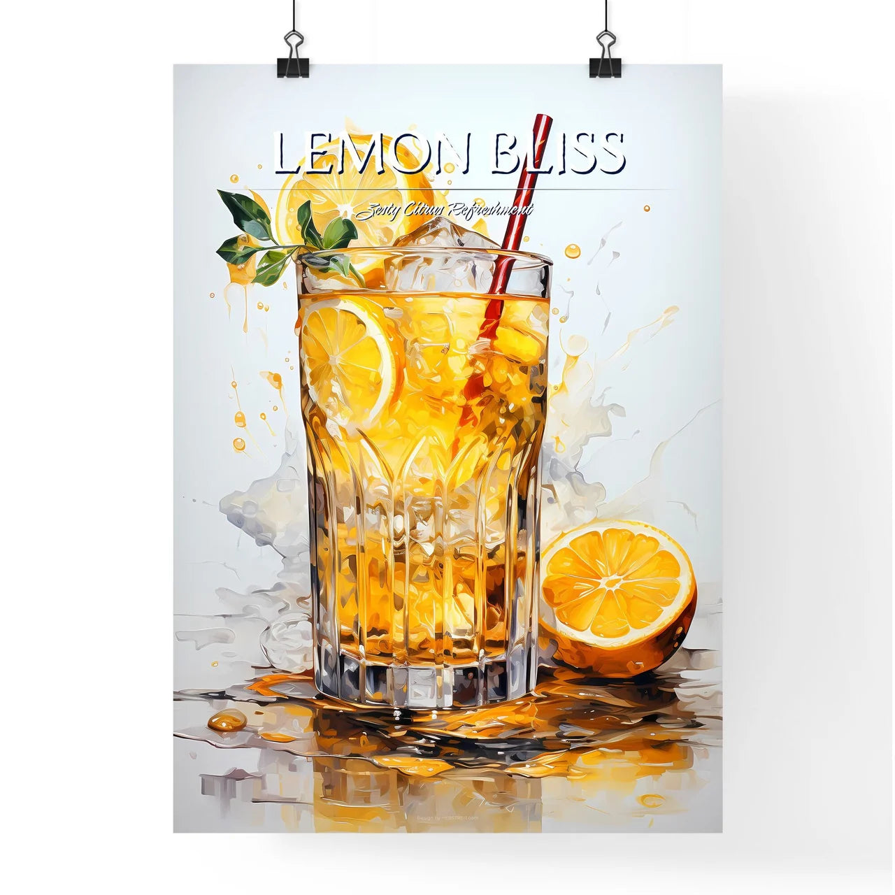 Cocktail With Lemon Over White - A Glass Of  Poster