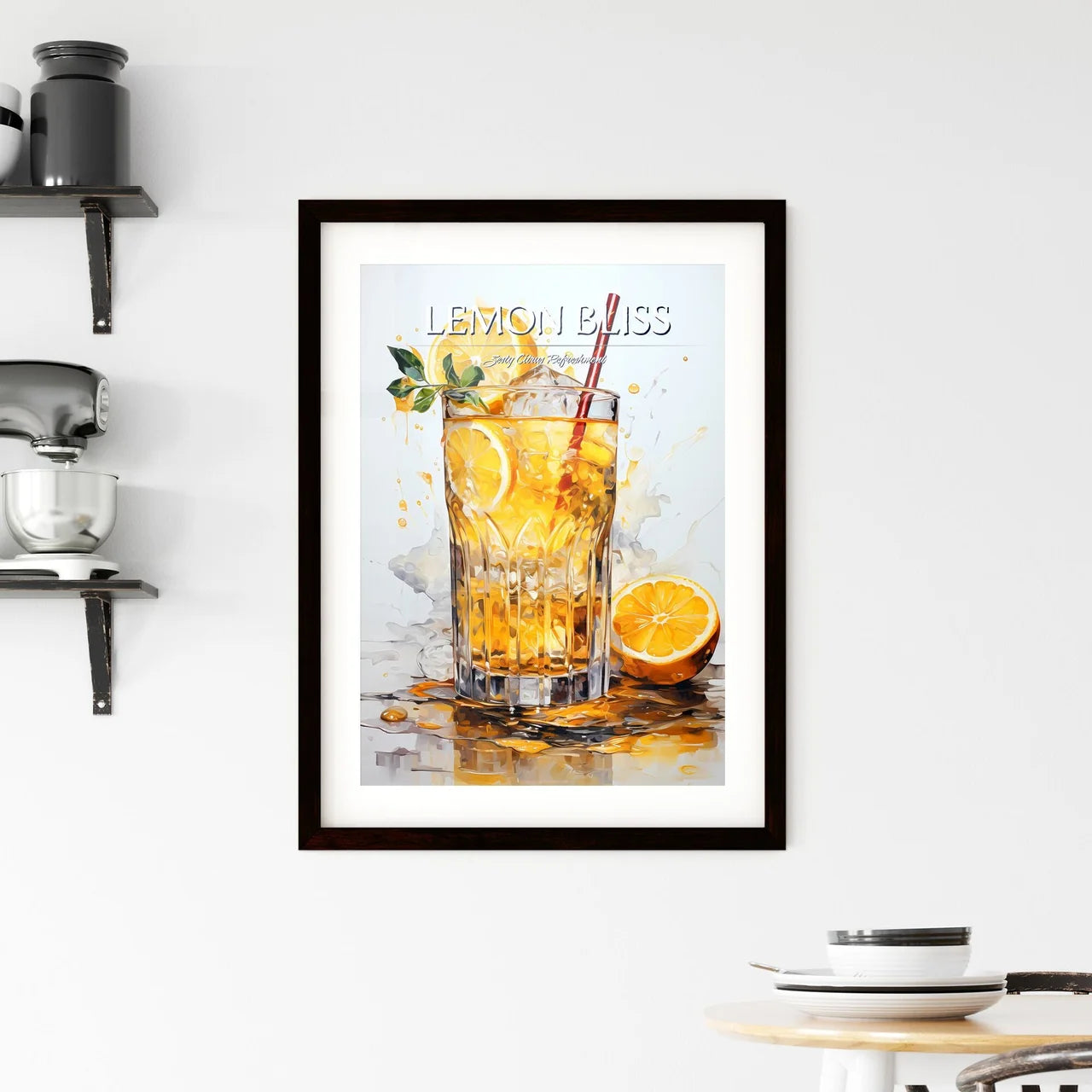 Cocktail With Lemon Over White - A Glass Of  Framed Print
