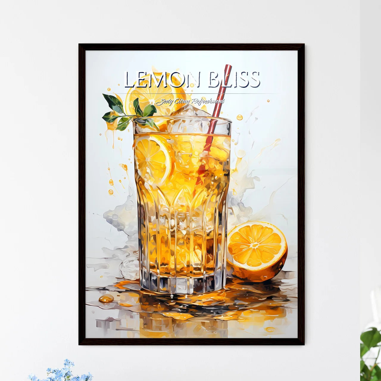 Cocktail With Lemon Over White - A Glass Of  - Framed Art Print