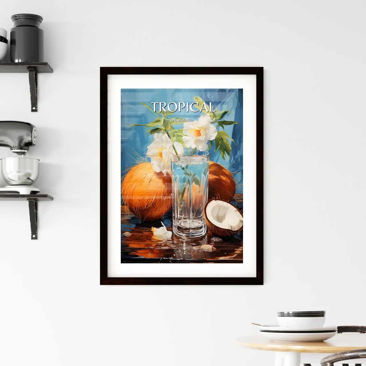 Coconut Margarita - A Glass Of Water Next To Framed Print