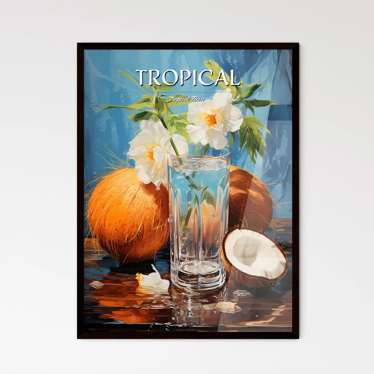 Coconut Margarita - A Glass Of Water Next To - Framed Art Print