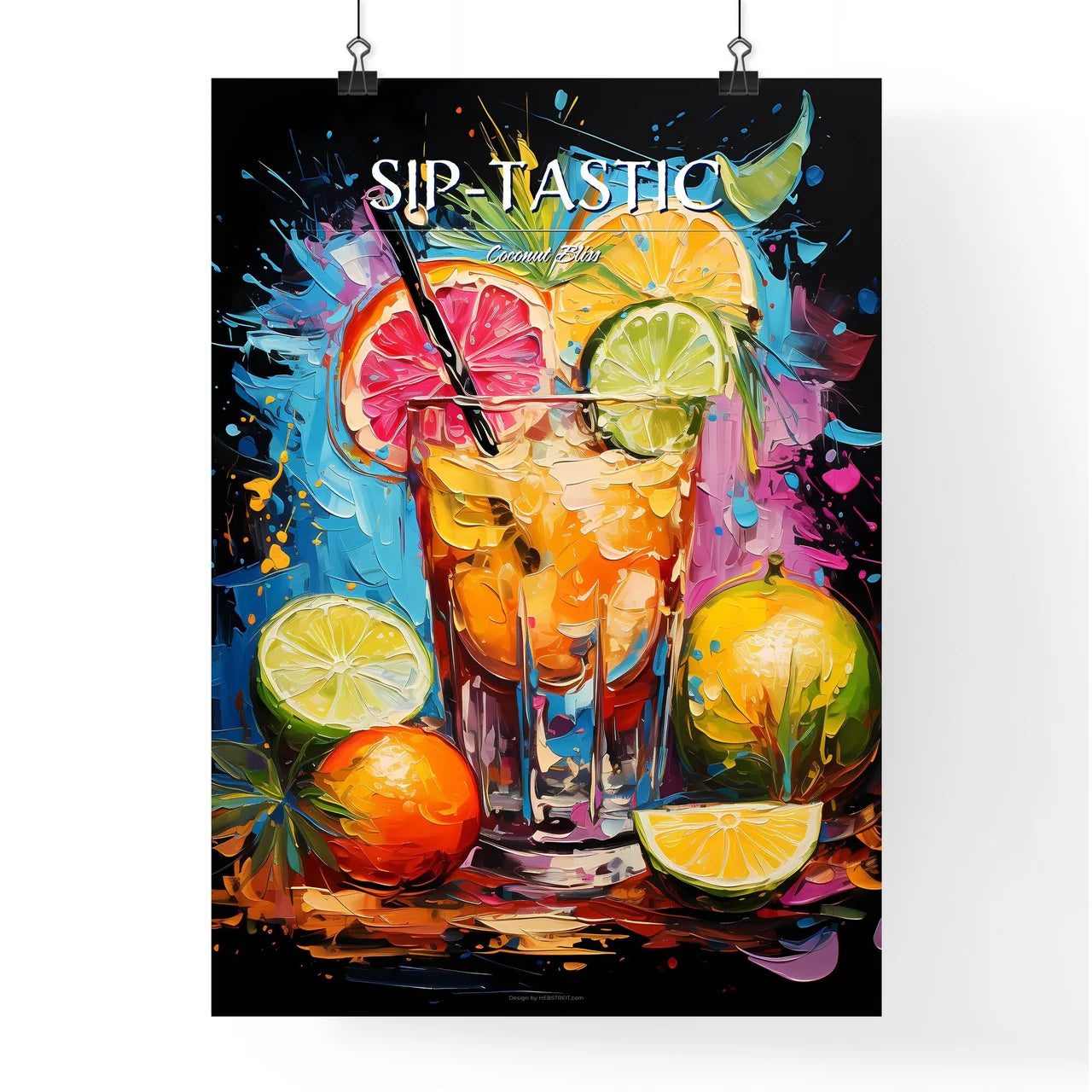 Coconut Margarita - A Painting Of A Drink Wi Poster