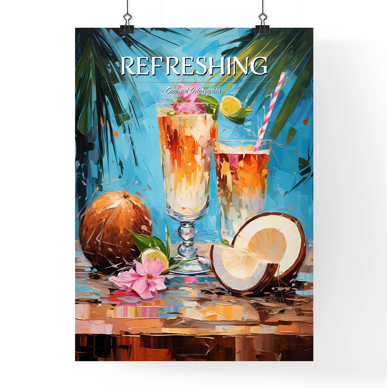 Coconut Margarita - A Painting Of A Drink An Poster