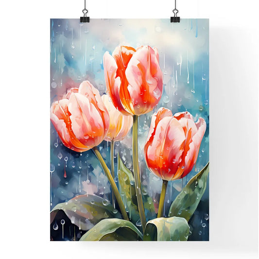 Colorful Fresh Spring Tulips Flowers With De Poster