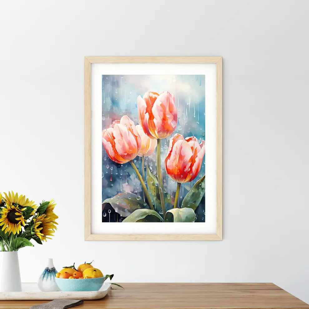 Colorful Fresh Spring Tulips Flowers With De Framed Print