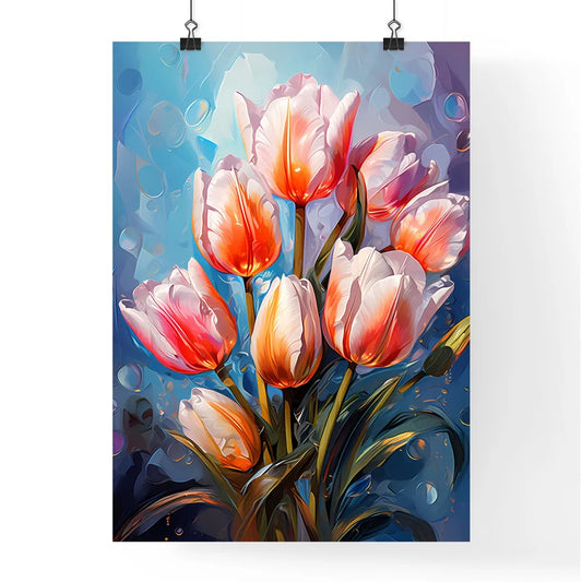 Colorful Fresh Spring Tulips Flowers With De Poster