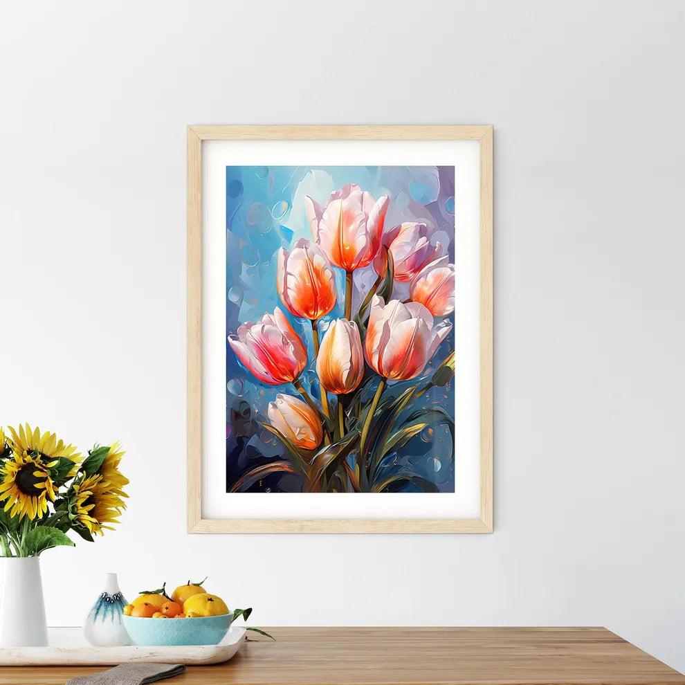 Colorful Fresh Spring Tulips Flowers With De Framed Print