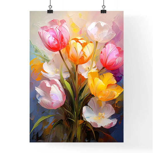 Colorful Fresh Spring Tulips Flowers With De Poster
