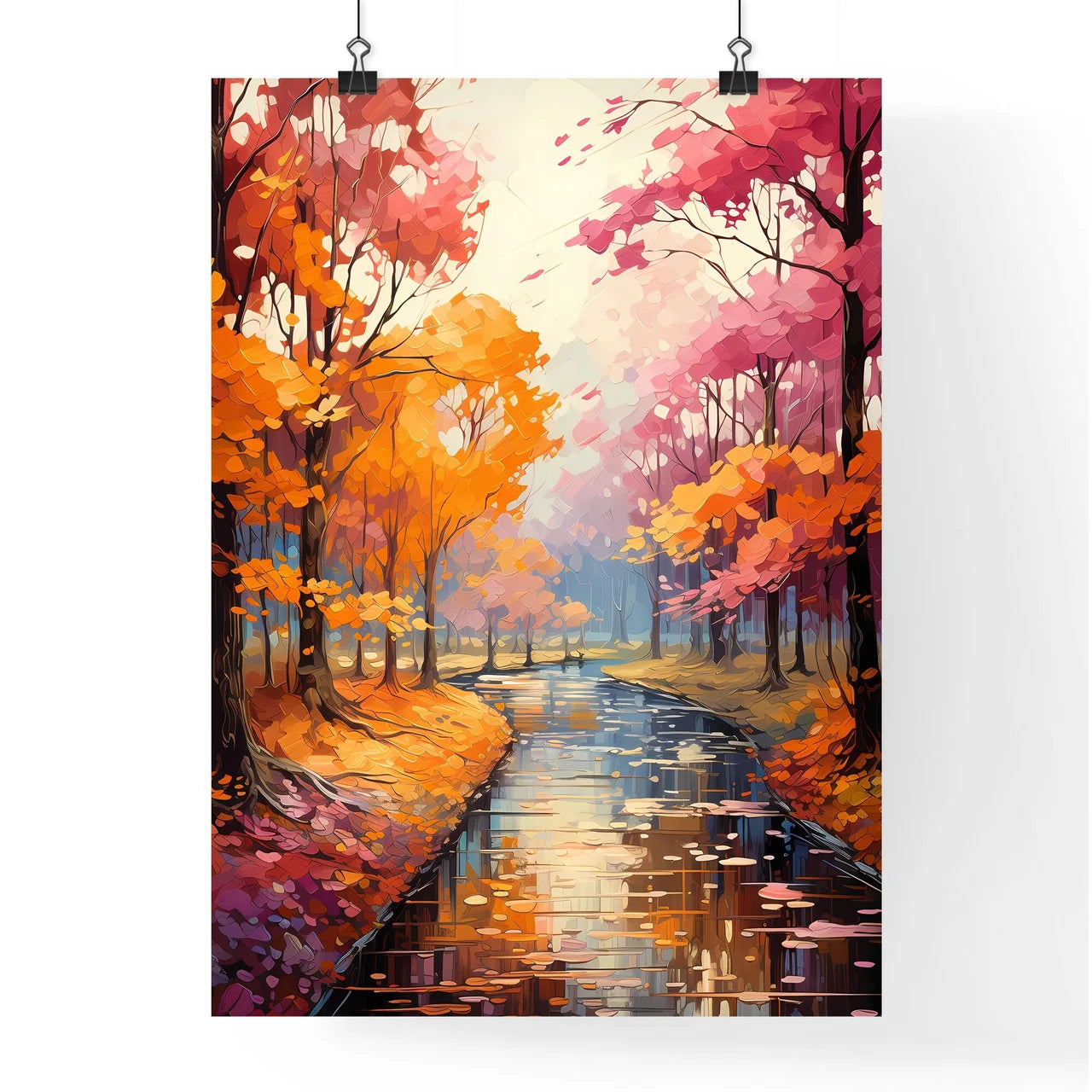 Colorful Landscape Redand Yellow Autumn Fore Poster