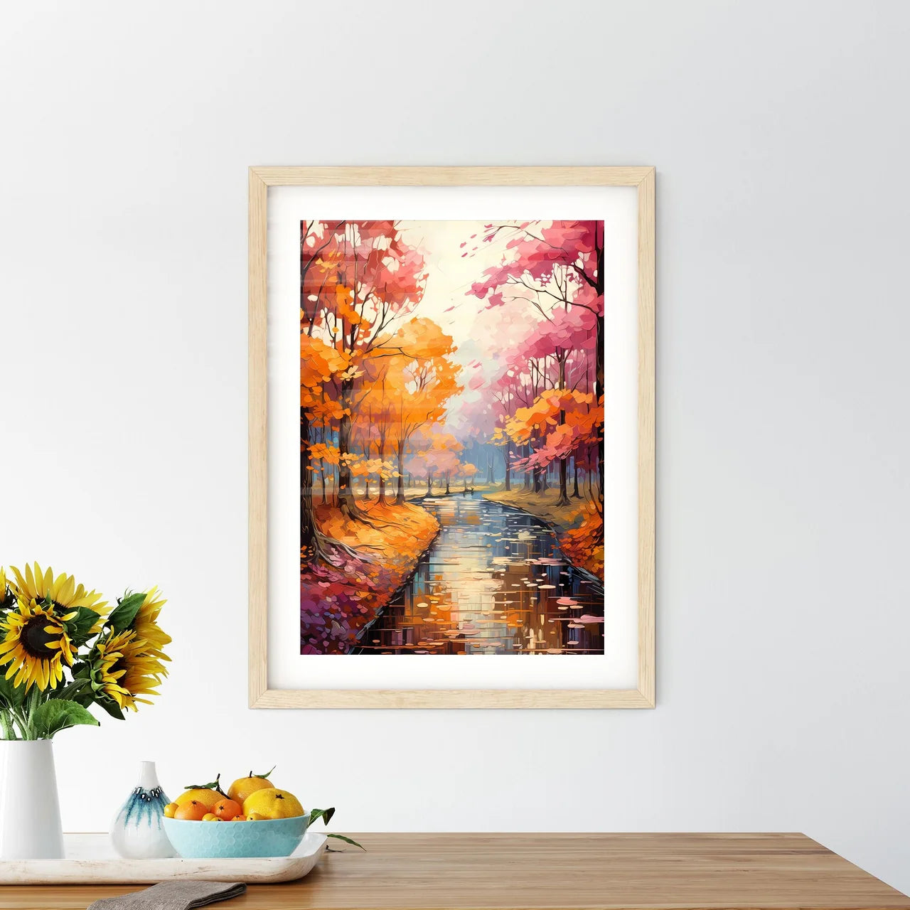 Colorful Landscape Redand Yellow Autumn Fore Framed Print