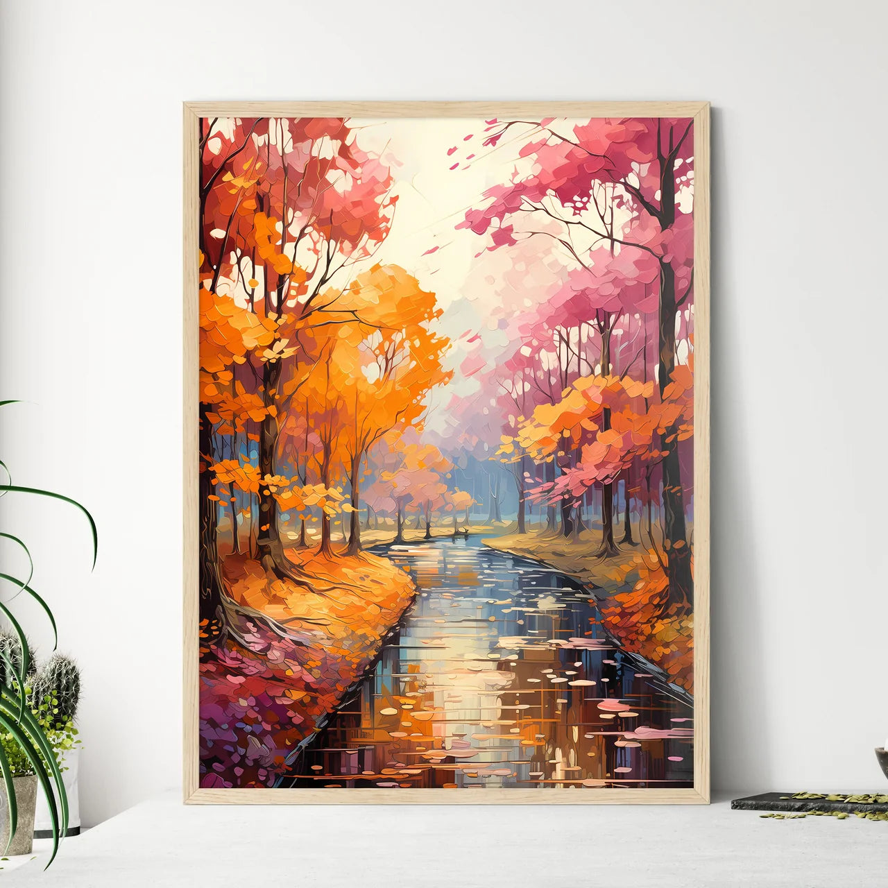 Colorful Landscape Redand Yellow Autumn Fore - Framed Art Print