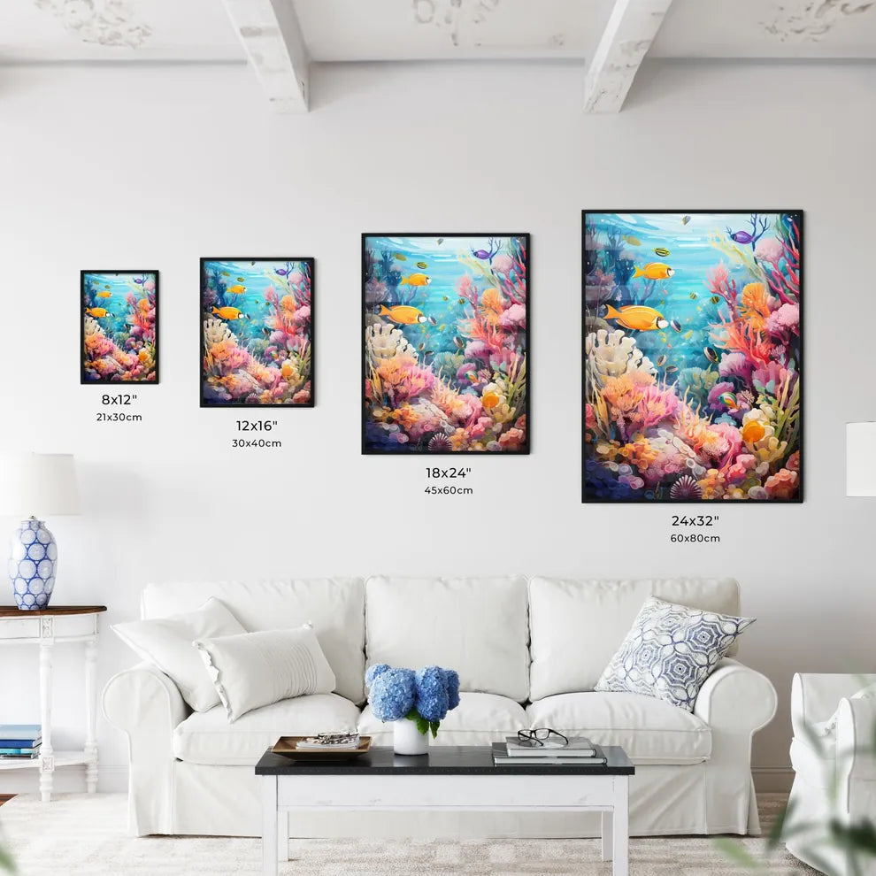 Colourful Coral Reef Deep Underwater  Size Chart