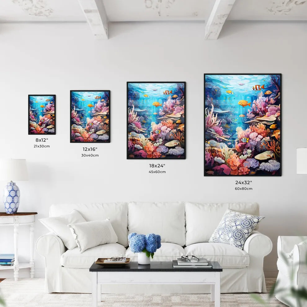 Colourful Coral Reef Deep Underwater  Size Chart