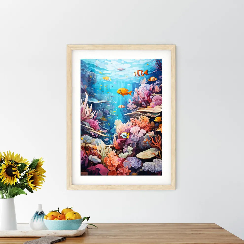 Colourful Coral Reef Deep Underwater  Framed Print