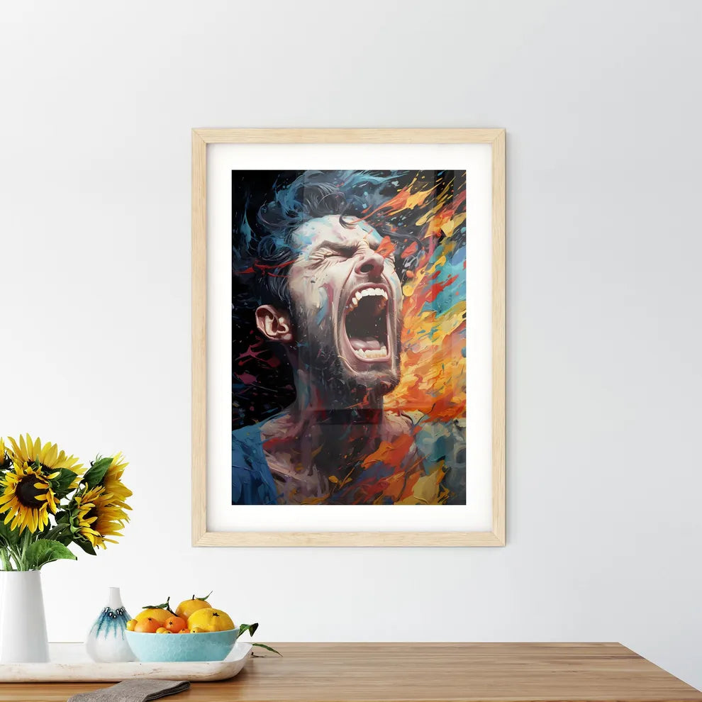 Comic Book Expressions - A Man Scream Framed Print