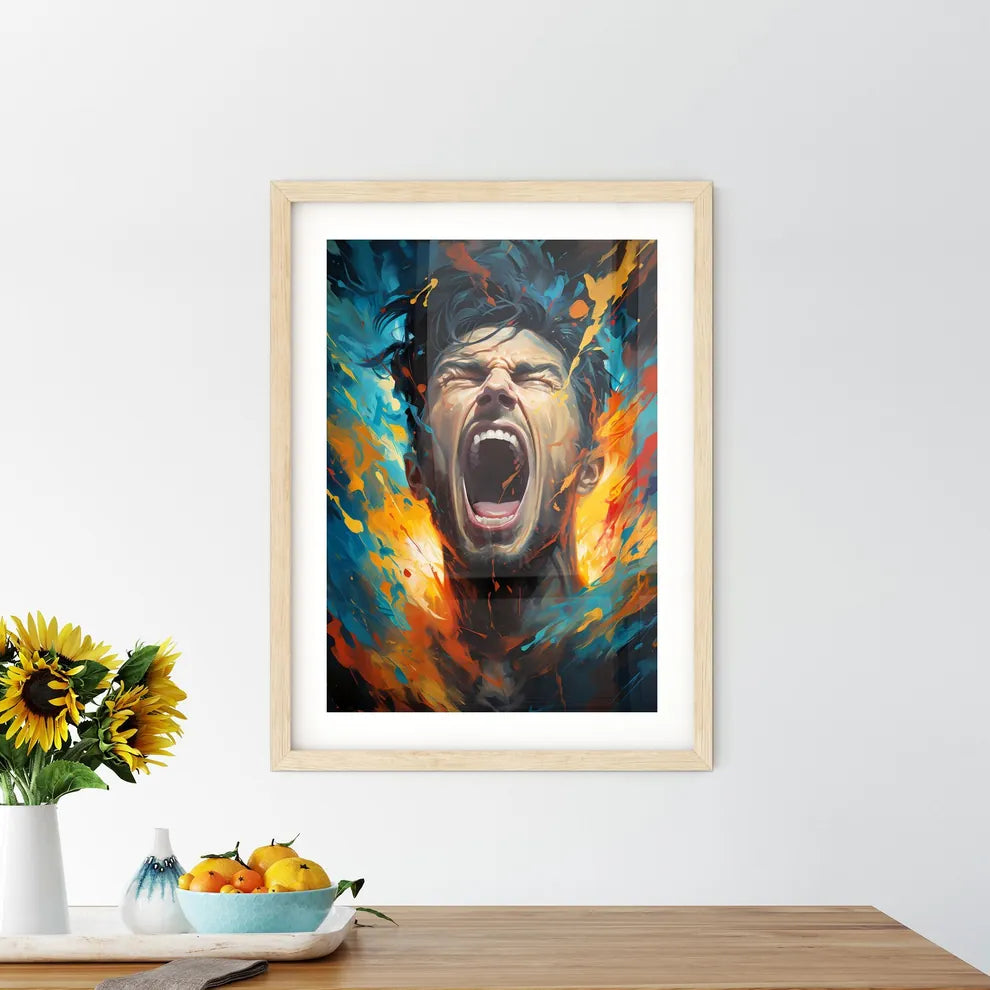 Comic Book Expressions - A Man Scream Framed Print
